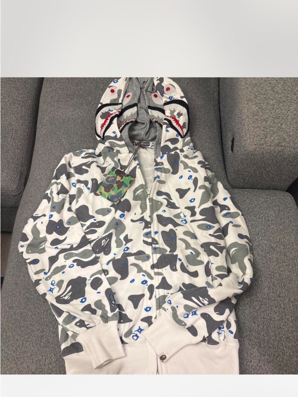 Bape White & Gray Hoodie